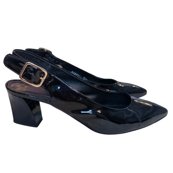 AGL Dodi Black Patent Leather Slingback Pointed-Toe Pumps Women’s Size - Picture 1 of 8